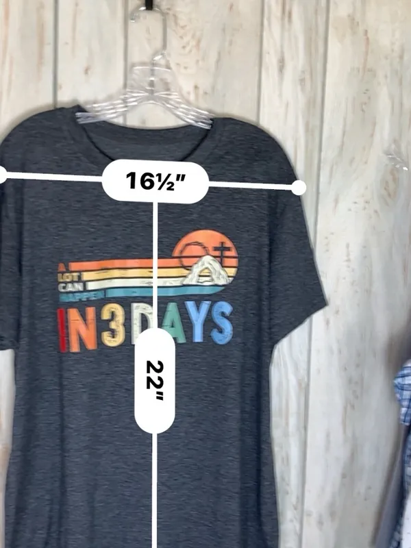 A Lot Can Happen in 3 Days Christian Easter Shirt Women Sz XL Jesus Gray Tee - Image 5