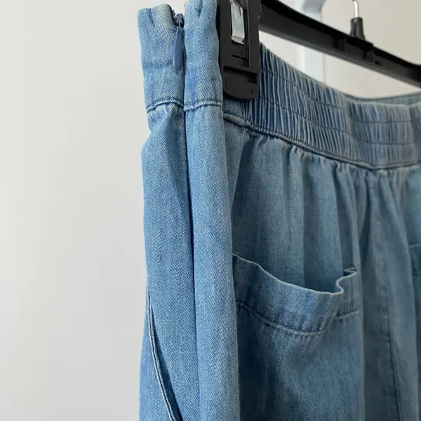 BP Nordstrom Designer Luxury Old Money M‎ Blue Wide Leg Culotte Pants High Waist - Image 4
