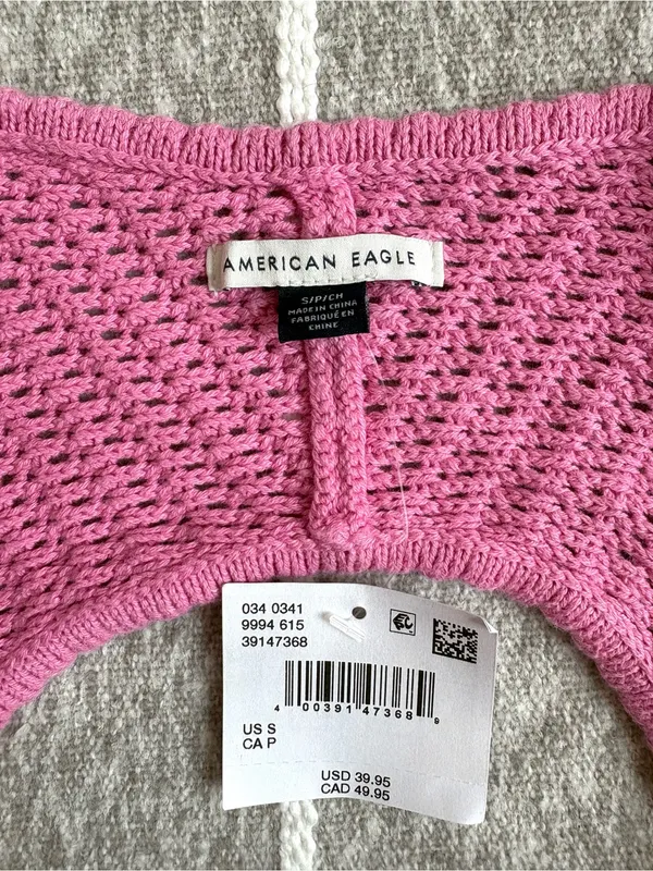 American Eagle NWT Knit Open Back Square Neck Cropped Sweater - Image 5