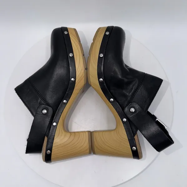 Clarks Artisan Ledella York Black Leather Block Heel Clog Slingback Mule 6 - Image 4