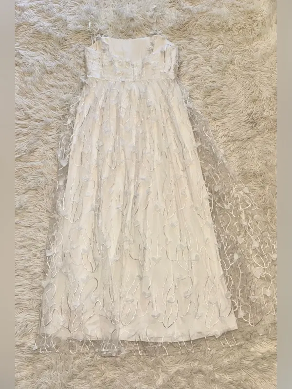 NEW Dessy Collection 3D Floral Embroidered Ivory Gown sz 14 - Image 7