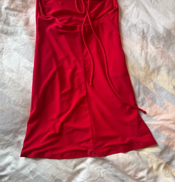 Red Lace Trim Strappy Mini Dress XS - Image 7