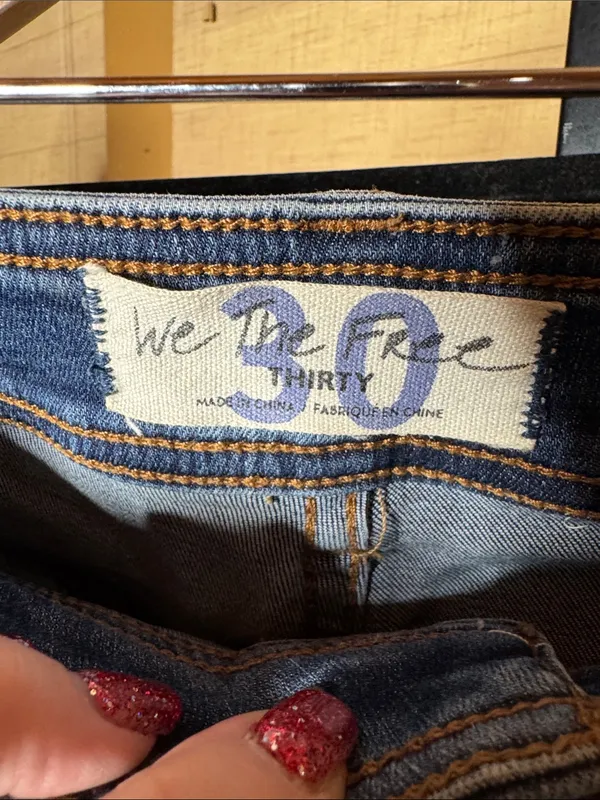 Free People We The Free High Rise Button Fly Bootcut Jeans Size 30 Blue - Image 3
