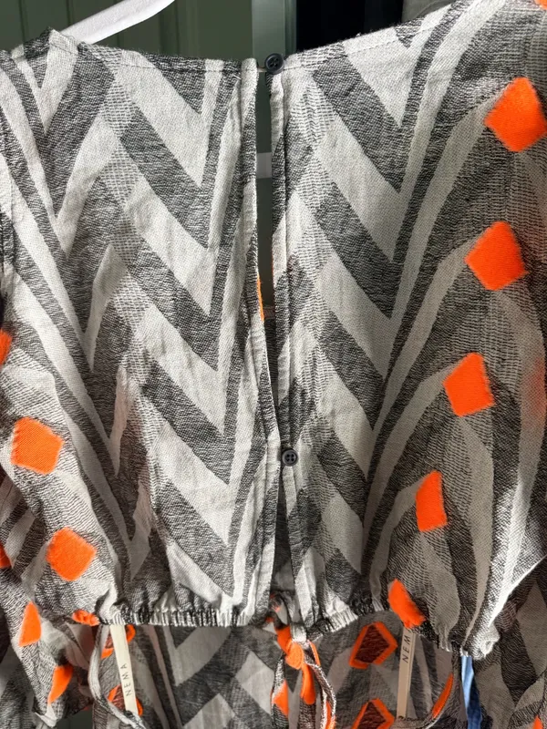 NEMA Resort Wear Gray Chevron Maxi Dress with Orange Accents - Image 3