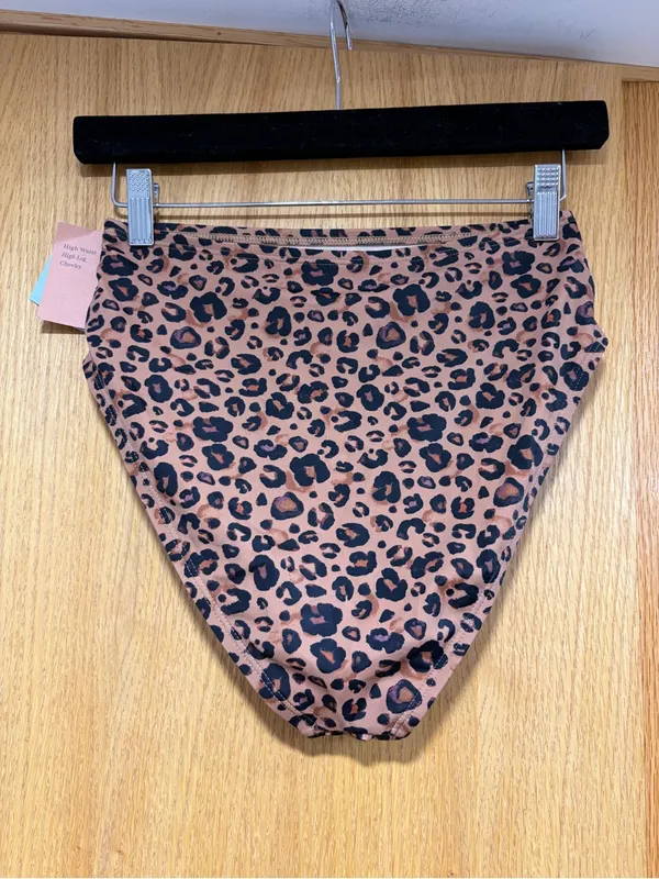Shade & Shore High Waisted Leopard Print Swim Bottoms - Size Small - Image 2