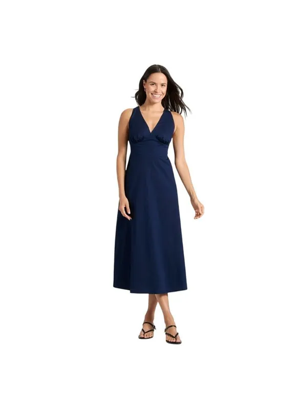 A New Day Cotton Sleeveless Adjustable Strap Open Back Maxi Dress Navy Blue XL - Image 8