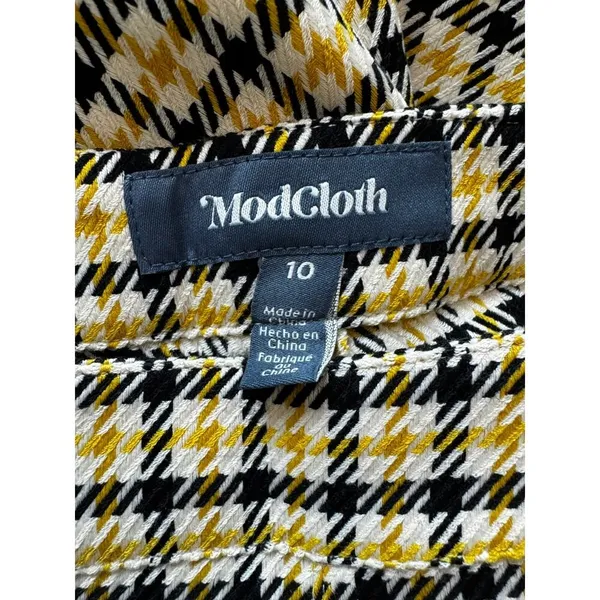 NWT ModCloth About to Bloom Plaid Pants Yellow Black Check Sz 10 - Image 5