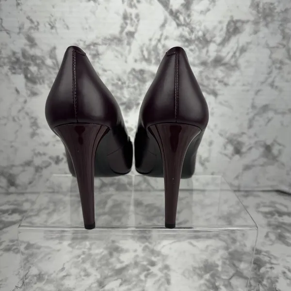 Kenzo Womens LOVE Pumps Heels Size 38 US 7.5 Burgundy Wine Black Statement Shoes - Image 6