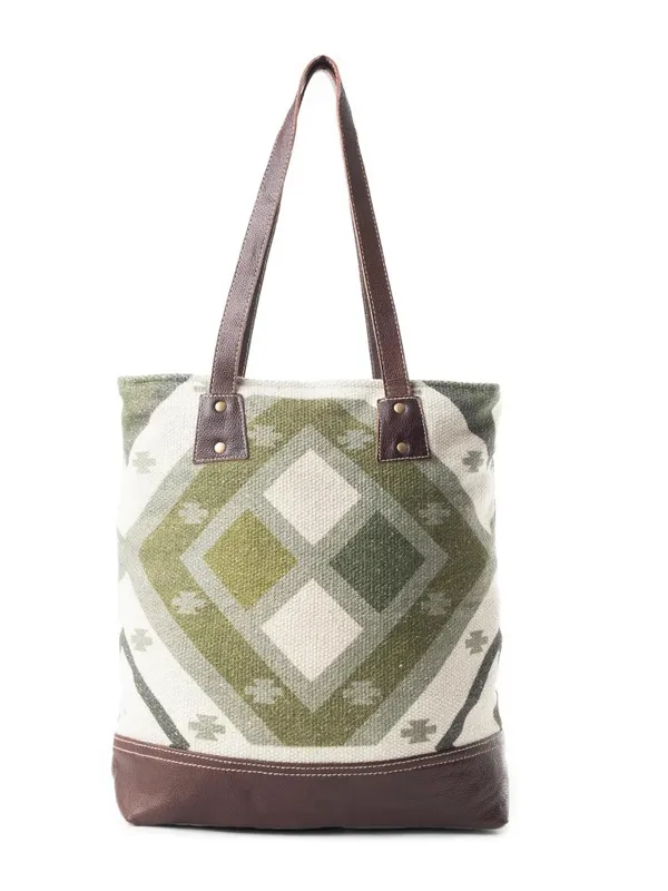 $75 NWT MYRA BAG CHECKERED TOTE BAG Green - Image 2