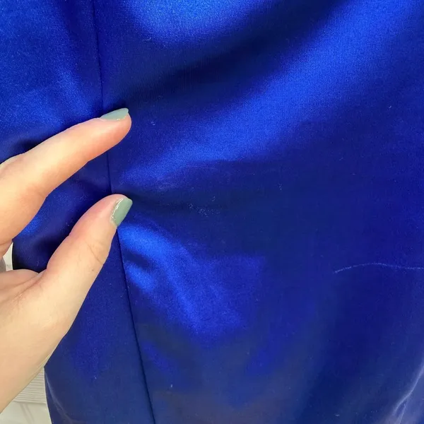 NEW IRIS electric blue bodycon stretch‎ formal adjustable mini dress shiny gloss - Image 6