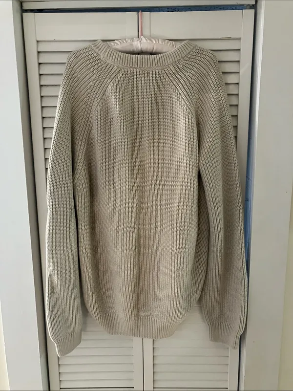 Quince Organic Cotton Fisherman Crew Sweater in Speckled Beige Size XXL - Image 6