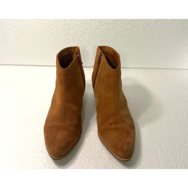 ABLE Chalsea Almond Toe Suede Ankle Western Booties Women's sz. 8 in Cognac - Image 2