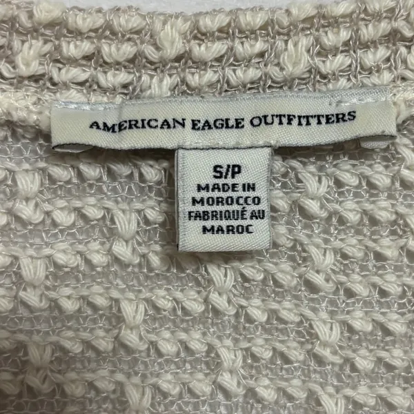 American Eagle Short Sleeve Sweater Cream Crochet Lace Boho Coastal Casual Small - Image 4