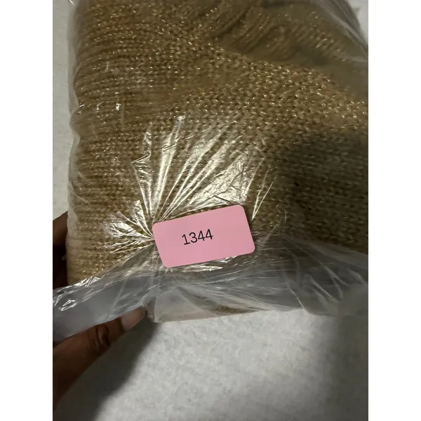 Lauren Ralph Lauren Gold Metallic V-Neck Shimmer Knit Sweater Large 200817394001 - Image 8
