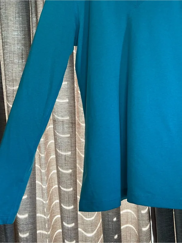 Nike Dri Fit Regular Fit Teal V-Neck Long Sleeve Athletic Top Size Medium - Image 7