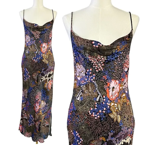 Anthropologie The Elyse Printed Slip Midi Dress Butterfly Floral Size XS - Image 3