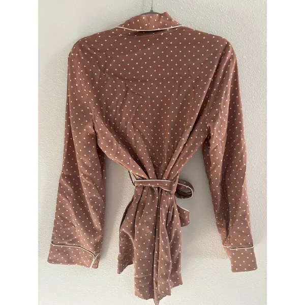 Frame Smoking Jacket Womens Medium Brown White‎ Polka Dot Belted Career Preppy - Image 6