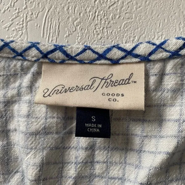 Universal Threads Blue Check Ruffle Peplum Top Small - Image 4