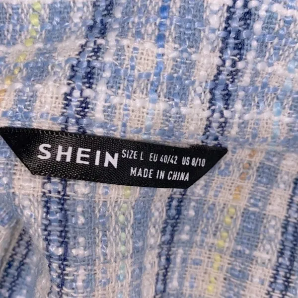 SHEIN trendy blue tweed shirt jacket size large - Image 6