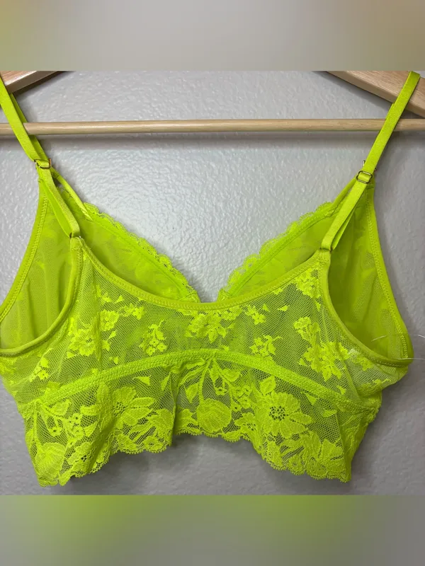 Aerie neon green lace fairy boho cute bralette medium casual sexy new women - Image 5