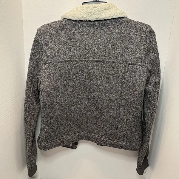 Abercrombie & Fitch Jacket Women's S Gray Knit Sherpa Lined Trucker - Image 4