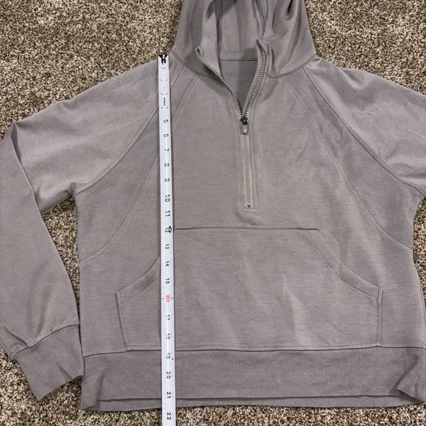 RECREATION Grey Half-Zip Athletic Hoodie Pocket Sweatshirt Womens Small - Image 7