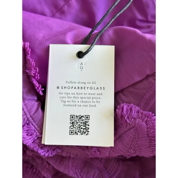 Abbey Glass NWT Sutton Lace 3D Floral Ruffle One Shoulder Midi Dress XS Purple - Image 7