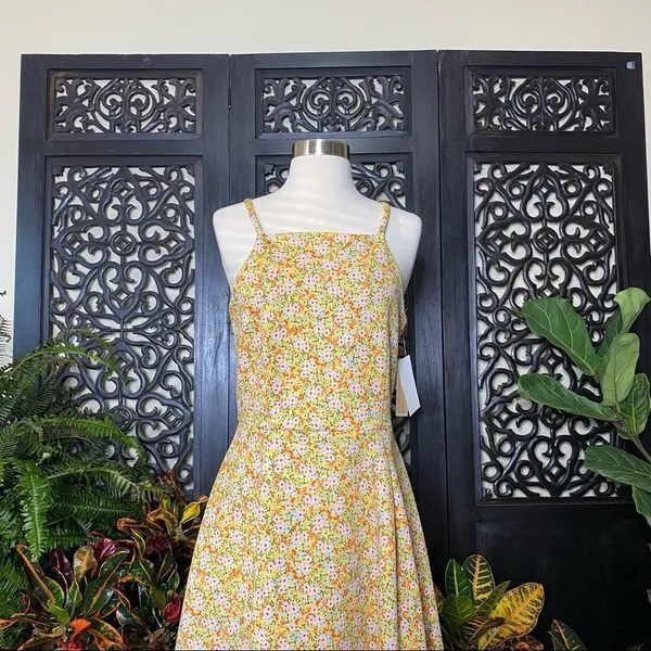 Copper Key Fit & Flare Yellow Ditsy Floral Dress - Image 2