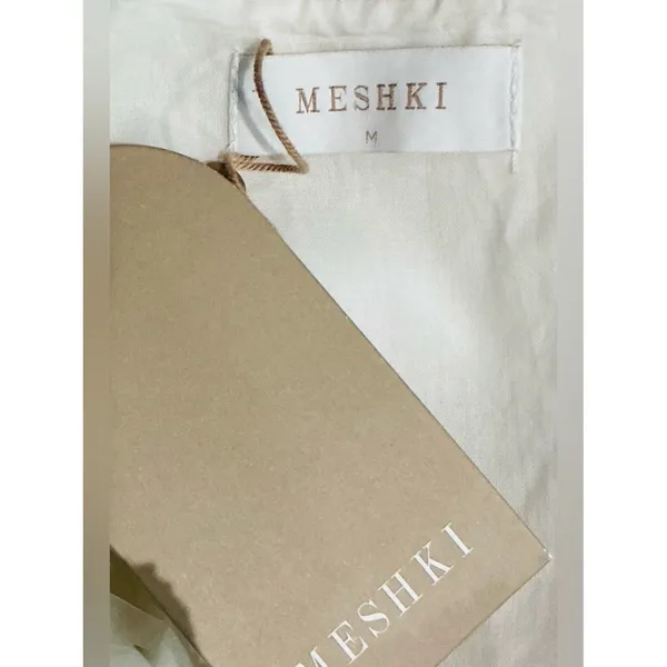 MESHKI‎ FRAN RUCHED COTTON MINI DRESS WHITE Strapless Drop Waist Bridal M NWT - Image 5