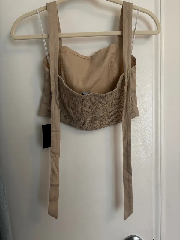 Lulus Linen Halter Crop Top S - Image 2