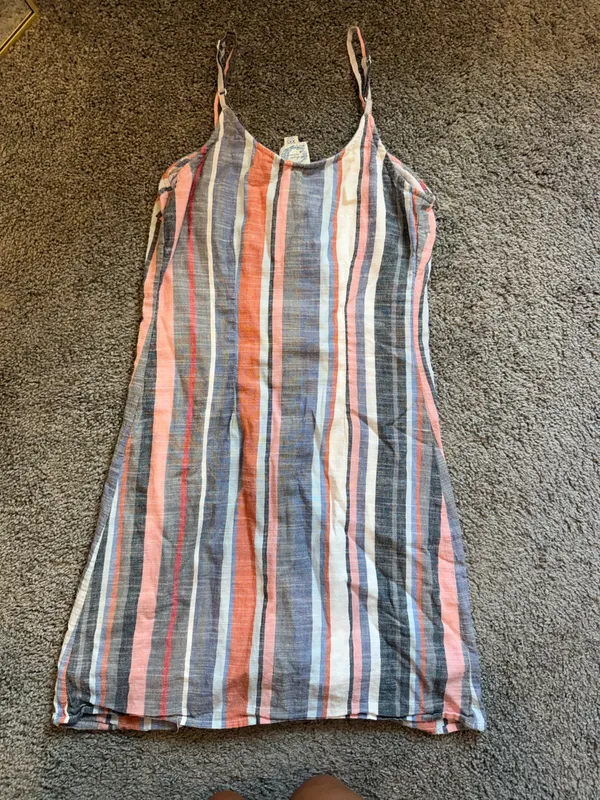 Blue Rain Striped Button-Front Mini Dress - Pink, Blue & Cream - Image 4