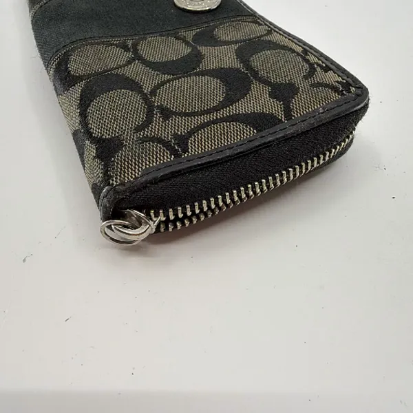 Coach Signature C Zip Around Black Canvas Leather Wallet - Image 2