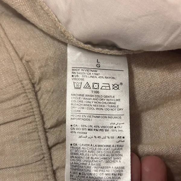 Old‎ Navy Taylor Wide Leg Trousers Womens L Beige Linen Blend High Rise Office - Image 7