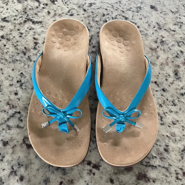 Vionic Bella II Sandal Womens 7 Turquoise Blue Coastal Preppy Bow Orthotic Thong - Image 2