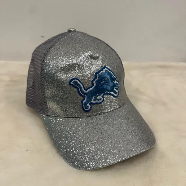 National Football League Detroit lions Silver Glitter baseball trucker hat Blue Lion mascot! - Image 2
