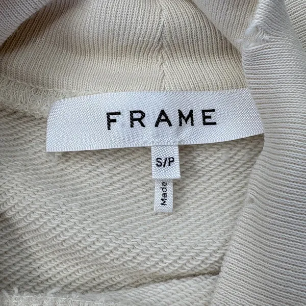 FRAME‎ Sweatshirt Womens S Cream Mock Neck Pima Cotton Oversized Distressed Vtg - Image 6