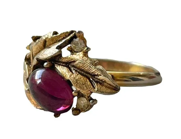Vintage purple stone leaf ring - Image 5
