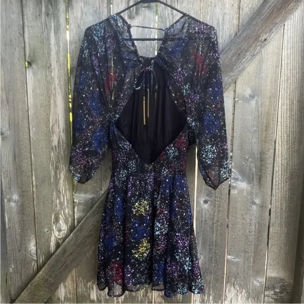 EUC Free People Anna Open Back Dress Black Floral Size Medium - Image 5