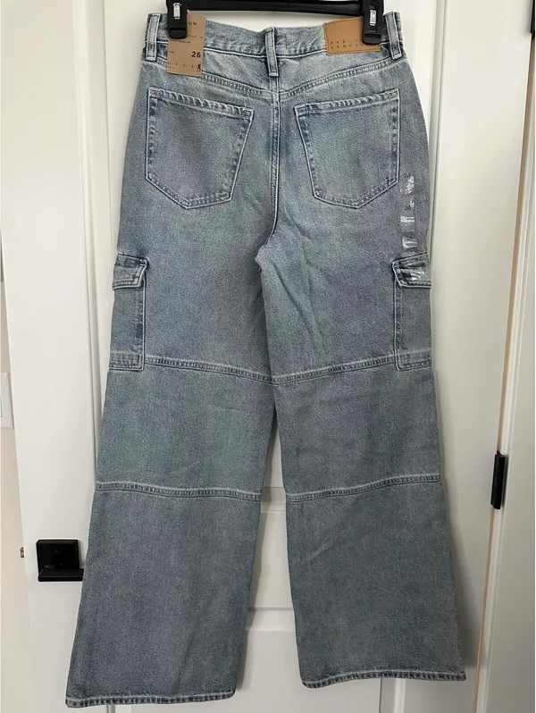 Pacsun Eco Light Indigo Mid Rise Baggy Cargo Jeans NWT Kiana Size 26 - Image 6