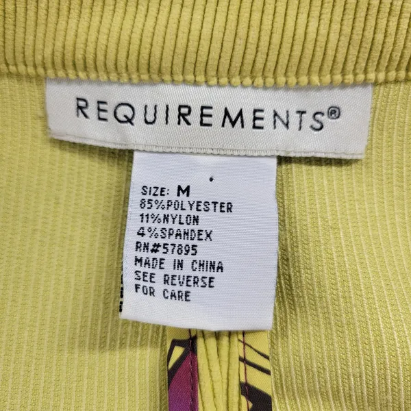 Requirements Corduroy Swing Jacket Womens M Yellow 3/4 Wide Sleeve Big Buttons‎ - Image 2