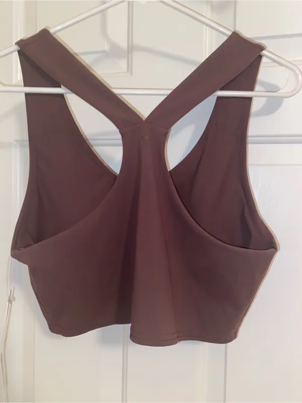 Yogalicious Chocolate Brown Cross-Back Seamless Sports Bralette - Image 2