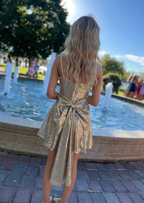 Boutique Gold Princess Sequined Mini Dress (Mondressy) - Image 5