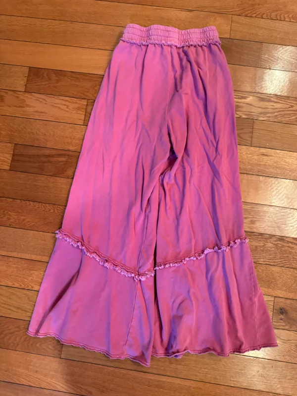 Easel Pink Mineral Wash Wild Sky Patch Wide-Leg Pants - Size Small - Image 6