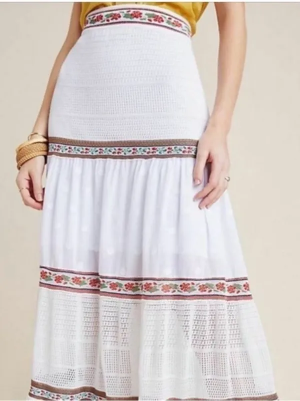 Anthropologie x Cecilia Prado Lori Tiered Maxi Skirt boho Gypsy size xs - Image 2