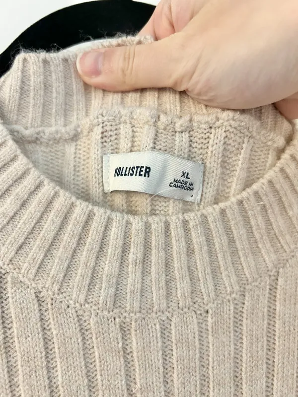 Hollister Ribbed Knit Skater Mini Sweater Dress in Beige Cream Size XL NWT - Image 8