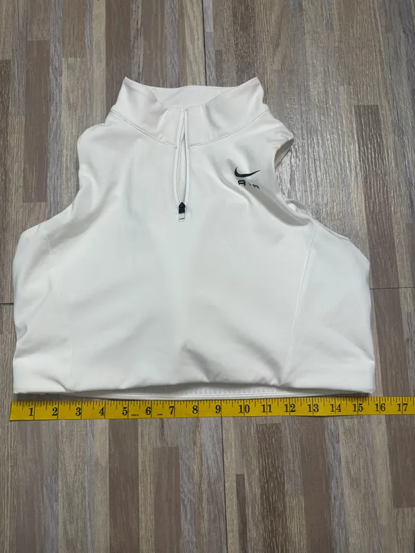 Nike Air Swoosh 1/2 Zip White Sports Bra, Size 2XL - Image 12