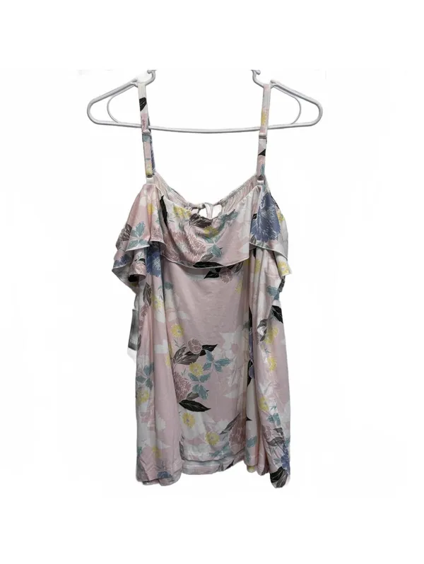 Torrid Super Soft Light Pink Floral Cold Shoulder Ruffles Top Size 0 (12) - Image 4