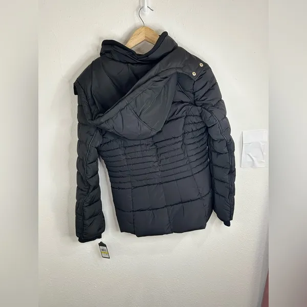 Guess Women’s Medium Black Quilted Puffer Jacket Warm Stylish Hooded Winter Coat - Image 8