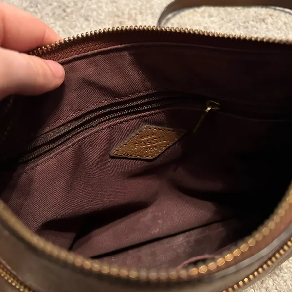 Fossil brown leather medium size crossbody bag‎ - Image 5
