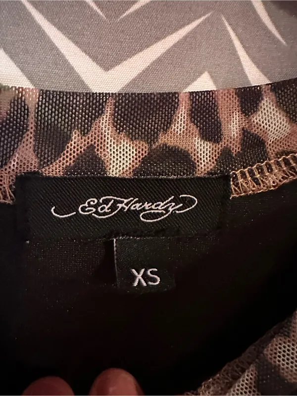 ED HARDY | Power Mesh Leopard Print Tiger Tattoo Mini Dress, XS - Image 4
